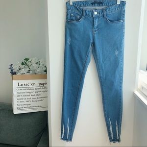 Urban Jeans Distressed Skinny Ankle Jeans Blue